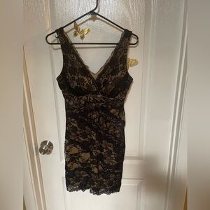 B Darlin Black and Cream Lace Mini Dress